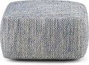 SIMPLIHOME Nate 20-inch Wide Square Pouf in Patterned Denim Mélange, Handwoven Boho-Style Cotton Ottoman, Footrest, or Extra Seating for Living Room, Assembled by CozyNest Decor