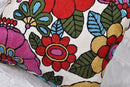 Floral Pillow Cover Handembroidered Wool 18x18 (Retro Floral Pillow Cover)