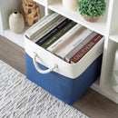 OrganiHaus 12x12 Cube Storage Bins 4 Pack, Foldable Cube Storage Organizer w/ Rope Handles, Collapsible Fabric Bins for Toys, Clothes & Closet Organization, Fabric Square Baskets - Navy Blue by CozyNest Decor
