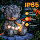 Solar Garden Outdoor Statues Bear with Heart and Pink Flower and 5 LED Lights-Lawn Decor Bear Statue for Patio, Balcony, Yard Ornament-Unique Valentine's Day and Housewarming Gifts for Mom, Women by GreenHaven Gardens