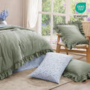 Full Comforter Set - 7 Pieces Ruffle Sage Green Bedding Sets, Shabby Chic Farmhouse Bed in a Bag Full with Ruffle Comforter, Floral Sheets, Pillowcases & Shams by CozyNest Decor