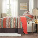 NEWLAKE Cotton Bedspread Quilt Sets - Reversible Patchwork Coverlet Set, Red Striped Jacquard Pattern, Oversized King Size by CozyNest Decor