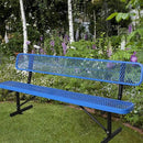 8FT Heavy Duty Park Bench with Back Portable Frame, Outdoor Steel Bench with Backrest, Outdoor Park Bench Expanded Metal Mesh Bench for Lawn, Park, Deck, Garden, Patio, Porch, Black (Blue, 8FT) by GreenHaven Gardens