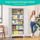 Metal Storages Cabinet with 2 Doors and 5 Shelves,Tall Storage Cabinet,Large Cupboard Closet,Pantry Storage Cabinet for Home,Office,Bathroom,Dining/Living Room (White, 71" H) by CozyNest Decor