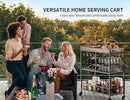 Gizoon Rolling Bar Cart, a Versatile Beverage Cart with a Removable Tray, 12-Bottle Wine Rack, and Glass Holder, The Bar Cart is Perfect for Kitchen, Dining Room, or Outdoor Use (Gray) by CozyNest Decor