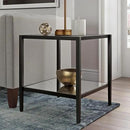 Henn&Hart 20" Wide Square Side Table with Mirror Shelf in Blackened Bronze, Table for Living Room, Bedroom by CozyNest Decor