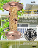 iBorn Bird Feeders for Outdoors, 2LB Metal Bird Feeders 17cm Large Roof &Tray, 4 Feeding Ports, Brushed Copper Finishing by CozyNest Decor