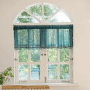 Sutuo Home Boho Valance Tier Curtains Crochet Lace Sheer Bohemian Hollow Knitted with Tassels, Privacy Vintage Rustic Farmhouse Drapes for Kitchen, Rod Pocket 1 Panel 59" W x 36" L, Turquoise by CozyNest Decor