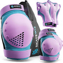 SKATEWIZ Skateboard Pads Protective Gear Set for Kids - Smash - Roller Skate Pads [6pc] - Elbow Pads Roller Derby and Knee Pads Kids Skating with Wrist Guards for Kids and Adults by TinyTreasures Baby Boutique