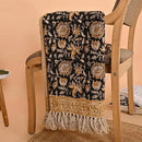 Bohemian Floral Cotton Throw Blanket with Tassels | 48x70 Inch Handblock Printed Sofa Throw | Black & Gold Decorative Bed Cover | Lightweight Couch Throw for Living Room & Bedroom by CozyNest Decor