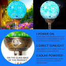 Garden Solar Lights, Decorative LED Honeycomb Glass Ball Garden Stake, Glass and Metal Outdoor Decoration, 4 x 31 Inch (Light Blue) by CozyNest Decor