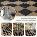 Lahome Checkered Easy Jute Entry Rug, 3x5 Black Outdoor Patio Rug for Living Room Farmhouse Neutral Carpet, Washable Non Slip Indoor Door Mat Diamond Carpet for Front Door Deck Camping by CozyNest Decor