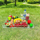 Clear Rectangular 14x20 Inches Acrylic Ottoman Tray Decorative Serving Tray with Cutout Handles Organizer Tray on Coffee Table Countertop Big Breakfast Bed Tray Living Room Appetizer Serving Food by CozyNest Decor
