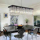 8 Light Modern Crystal Chandelier for Dining Room,Rectangular Rectangle Raindrop Crystal Light Fixture,Height Adjustable for Kitchen Island L40''xW10''xH10'' by CozyNest Decor