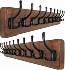 SKOLOO Rustic Wall Mounted Coat Rack, Case of 2, Pine Solid Wood Coat Hook Hanger - 10 Hooks for Hanging Clothes Robes Towels Coats by CozyNest Decor