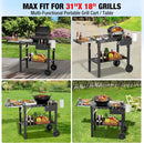 Outdoor Grill Table, Folding Grill Cart with Pull-out Side Table, Blackstone Griddle Stand, Fit 17 Inch Or 22 Inch, Stainless Steel BBQ Prep Station, Pizza Oven Stand by GreenHaven Gardens