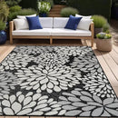 Beverly Rug Outdoor Rug 10x14 Modern Exotic Tropical Leaf Area Rugs for Indoor and Outdoor Patio Deck Porch Garden Water Resistant Washable Outside Carpet (10 x 14 Dark Gray) by CozyNest Decor