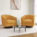 Swivel Barrel Accent Chair, Modern Round Corduroy Fabric Arm Chair for Living Room, Bedroom, Comfy Club Reading Chairs for Adults (Corduroy Orange, Set of 1) by CozyNest Decor