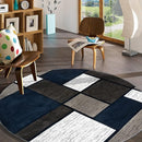 Rugshop Contemporary Modern Boxes Area Rug 6' 6" Navy (6' 6" Diameter) by TinyTreasures Baby Boutique