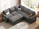 85 Inch Modular Sectional Sofa with Pull Out Bed,L Shaped 5 Seat Sectional Sleeper Sofa with Storage,Sectional Couches for Living Room,Cloud Modular Couch,Removable Sofa Cover,Dark Grey by CozyNest Decor