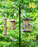 iBorn Metal Bird Feeder for Outside Hanging,Wild Bird Feeders for Cardinal,18cm Large Roof&Tray Black 10 Port(Seed is not Included) by CozyNest Decor