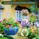 12 inch Hanging Planters for Indoor Outdoor Plants, 2 Pack Large Hanging Flower Pots with Drainage Holes and Chain, Glazed Hanging Baskets for Home Garden Decoration (Blue Flow Glaze) by GreenHaven Gardens