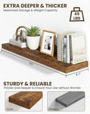Marsmiles 39" Floating Shelves for Wall, Wooden Shelves with Invisible Brackets Set of 2, Rustic Farmhouse Wall Mounted Shelf for Kitchen Bathroom Living Room Study, Rustic Brown by CozyNest Decor