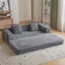 Convertible Sleeper Sofa Bed, Compression Folding Sofa with Pillow, No Assembly Required, Shape Frame, Floor Sofas Lounge Couch for Living Room, Bedroom, Small Spaces(Corduroy, 77''W, Dark Grey) by CozyNest Decor