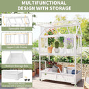 Garden Wood Portable Cold Frame - Mini Greenhouse with Wheels, Open Roof & Storage (White + Beige + Beige) by GreenHaven Gardens