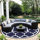 GENIMO 10 ' Round Outdoor Rug for Patio, Waterproof Indoor Outdoor Plastic Straw Rugs Carpet, Reversible Outside Area Mat for Camping, Balcony Porch, Deck, Picnic, Blue White by GreenHaven Gardens