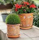 Ceramic Pot with Drainage Hole and Saucer, Plant Pots, Modern Decorative Planters for House Plants Indoor Flowers Plants, Cute Flower Pot - Gifts (Wicker (1.6 L)) by CozyNest Decor