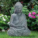 TOETOL Outdoor Buddha Large Statue Meditative Asian Zen Indoor 20” High Medium Yard Decor Magnesium Oxide Stone for Yard Garden Patio Deck Home, Dark Grey by GreenHaven Gardens