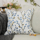 YOUR SMILE Classical Embroidery Jacquard Blue Square Decorative Throw Pillow Case Cushion Cover 18x18 inch by CozyNest Decor