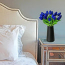 Mandy's Artificial Tulips 20 Stems Royal Blue PU Faux Flowers for Wedding Home Decor 13.5 Inch by CozyNest Decor