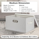 Medium 15" 21 Quart Collapsible Stackable Storage Bins with Lids, 5 Packs White Foldable Fabric Closet Storage Boxes with Lids, Lidded Heavy-duty Linen Baskets(15x11x8) by TinyTreasures Baby Boutique