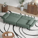 89” Futon Sofa Bed, Linen Comfy Futon Couch Bed with 2 Square Pillows, Convertible Sleeper Sofa with Adjustable Backrest& Armrests, Modern Loveseat Sleeper for Living Room, Bedroom, Green by CozyNest Decor