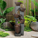 Naturefalls 39” H Modern Outdoor Fountain - 5 Crocks Outdoor Garden Fountains with Contemporary Design&LED Light for Garden, Patio, Deck, Porch, Backyard and Home Art Decor by GreenHaven Gardens