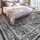 AMOAMI-4X6 Area Rugs for Living Room -Soft Vintage Bedroom Rug-Non Slip Washable Rug-Throw Rugs for Living Room Bedroom Bedside Dining Room Office Dark Grey & Black by CozyNest Decor