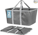 CleverMade Collapsible Laundry Tote - Charcoal Gray 2-Pack 50L - Foldable Storage Organization Container for Clothes Laundry Room Storage Solution by CozyNest Decor