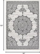 CAMILSON Outdoor Rug, 8x10 Medallion White Black Modern Area Rugs for Indoor and Outdoor Patios, Kitchen and Hallway Mats, Washable Porch Deck Outside Carpet (Medallion White, 8 x 10) by GreenHaven Gardens