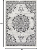 CAMILSON Outdoor Rug, 8x10 Medallion White Black Modern Area Rugs for Indoor and Outdoor Patios, Kitchen and Hallway Mats, Washable Porch Deck Outside Carpet (Medallion White, 8 x 10) by CozyNest Decor