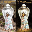 Angel Garden Figurine Outdoor Statue, Solar Garden Sculpture with 7 LEDs Welcome Sign Resin Praying Angel Art Decor for Patio Lawn Yard Porch Decoration, Housewarming Gift by GreenHaven Gardens