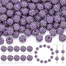 105pcs 10mm Rhinestone Beads for Jewelry Making, Purple Shiny Round Disco Ball Beads Bulk, Sparkle Crystal Clay Christmas for Bracelet Baseball Necklace Earring Crafting and DIY by TinyTreasures Baby Boutique