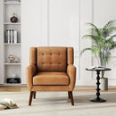 UIXE Faux Leather Accent Chair, Modern Arm Club Chair Upholstered Armchair for Living Room, Comfy Single Sofa Seats Button Tufted Reading Seating, Brown by CozyNest Decor