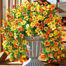 INSPRING Artificial Flowers for Outdoors Fake Mums Hanging Plants Decor, 2Pcs Silk Daisy with Eucalyptus UV Resistant Look Real Trailing Vines for Planter Front Door Patio Yard, OrangeYellow by CozyNest Decor
