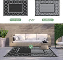 GENIMO 6' x 9' Outdoor Rug Waterproof for Patio Decor, Foldable Reversible Plastic Straw Area Rugs Mat for Camper, Outside Carpet for Rv, Deck, Porch, Picnic, Beach, Balcony, Black & Grey by GreenHaven Gardens