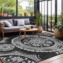Medallion Outdoor Rug 5x7 Washable Outside Carpet for Indoor Patio Porch Waterproof Easy Cleaning Non Shedding Area Rugs Black 5 x 7 by CozyNest Decor