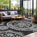 Medallion Outdoor Rug 10x14 Washable Outside Carpet for Indoor Patio Porch Waterproof Easy Cleaning Non Shedding Area Rugs Black 10 x 14 by CozyNest Decor