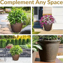 Sunnydaze 24-Inch Anjelica Large Plastic Pot for Plants - Outdoor Polyresin Round Planter with Drillable Drainage Holes - Rust - 4pk by CozyNest Decor