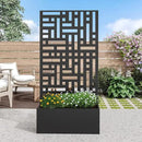 Casaphoria Metal Raised Garden Bed with Trellis and Wheels, 59"x30"x12" Planter Box for Climbing Plants, Vegetables & Vines, Features Drainage Holes and Privacy Screen (Black-Helen) by GreenHaven Gardens